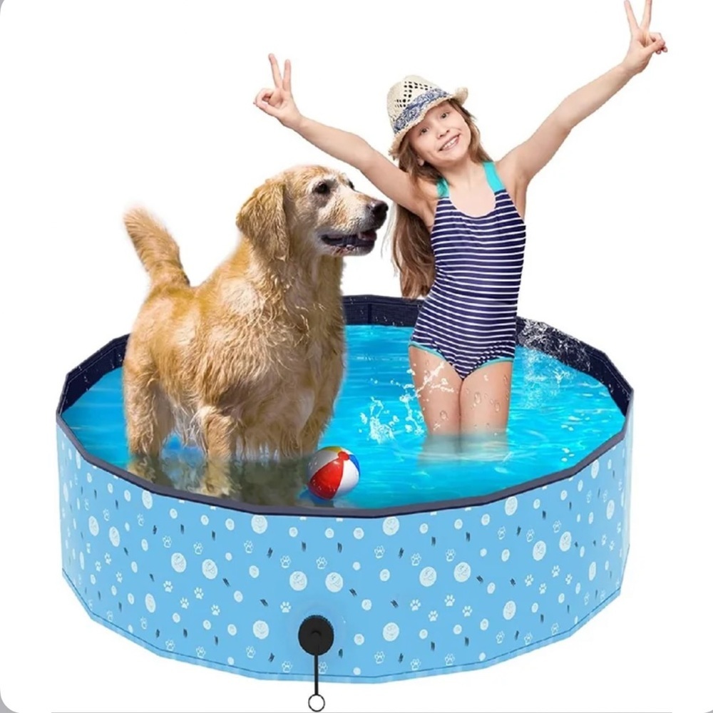 Pet Dog Swimming Pool, Portable PVC Pet Dog Pool, Collapsible Non-Slip Puppy